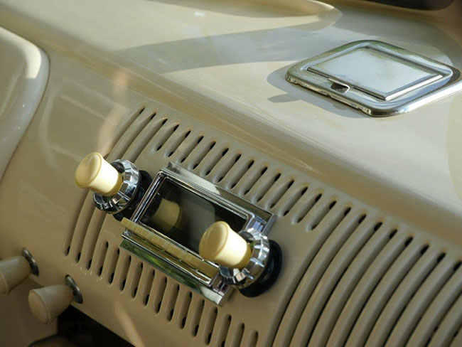 Close up of the dashboard radio